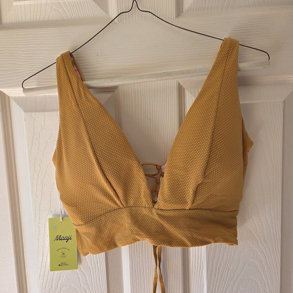 MAAJI‎ Bikini Top 3XL Reversible$74 Golden Brown and Pink Floral